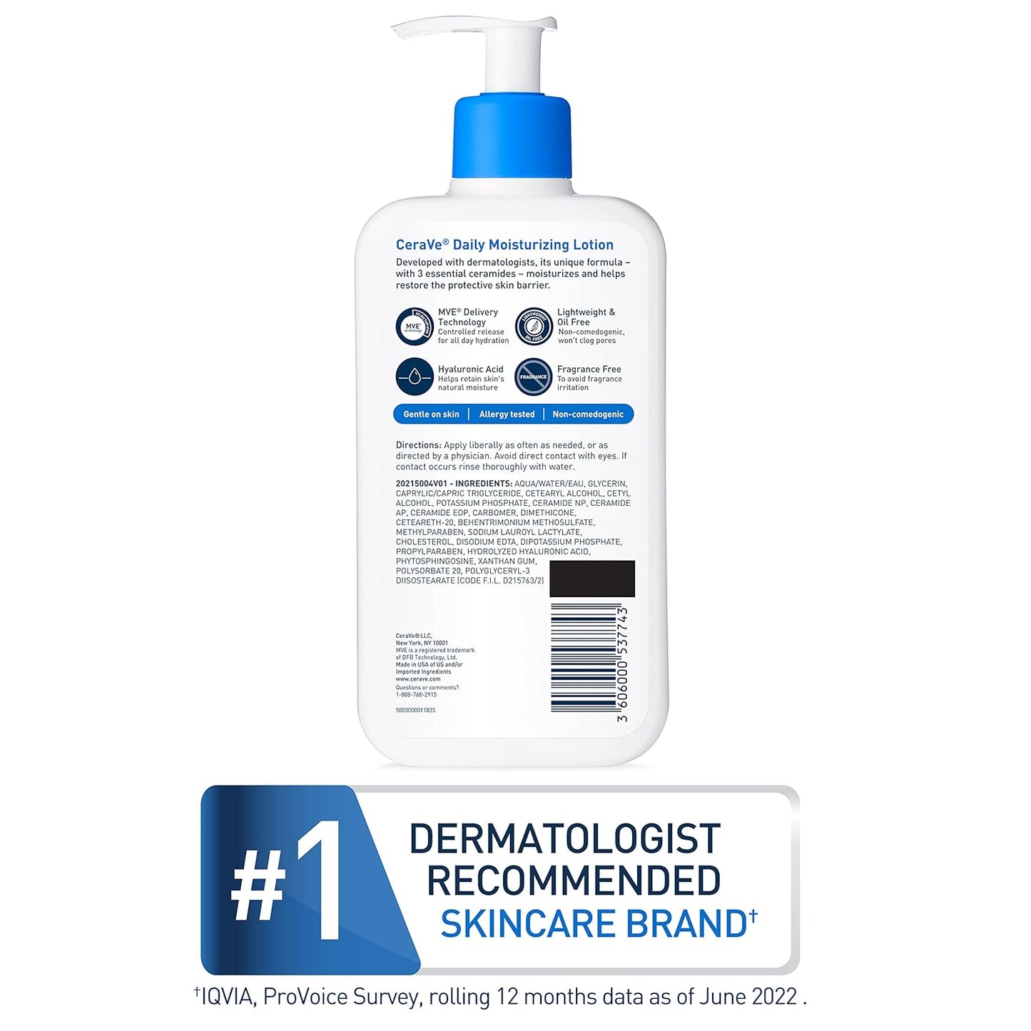 Moisturizing Lotion for Dry Skin, with Hyaluronic Acid and Ceramides, 19 Ounce